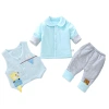 Tong's new style infant and toddler spring and autumn thin cotton set, pure cotton jacket and vest three-piece warm set for boys and girls Item Picture